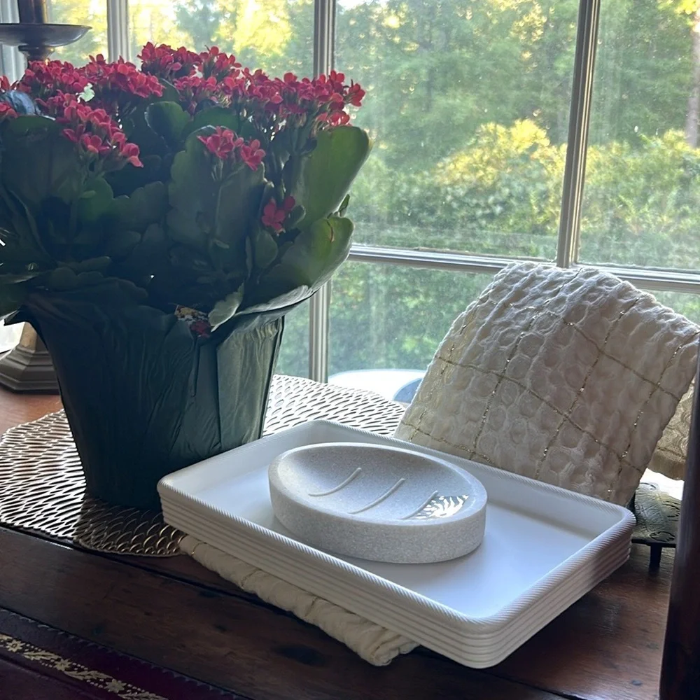 Anne Klein Textured Beige White Soap Dish NEW